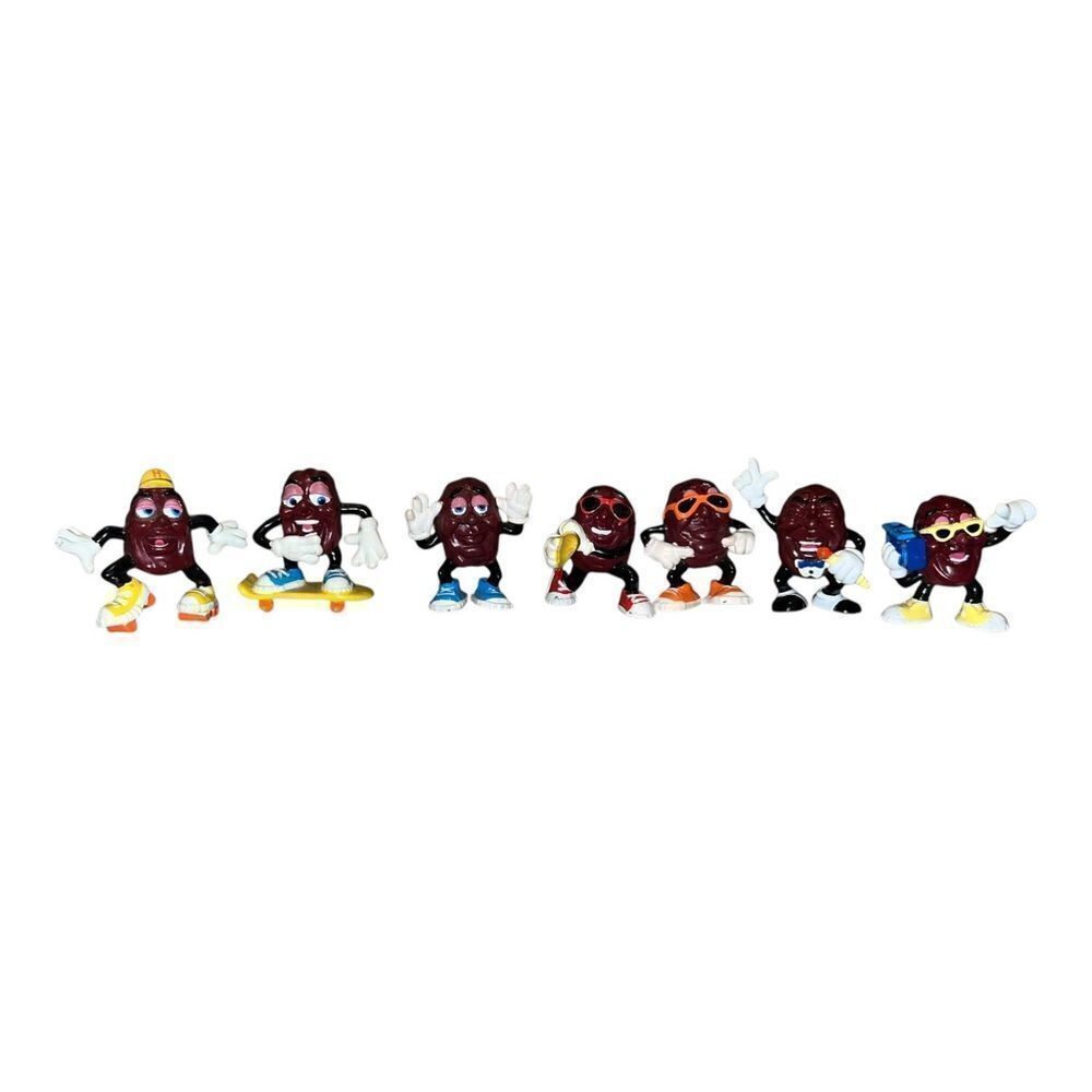Hardees Vintage Lot of 7 California Raisins Figures Plastic 1989 Surfer EUC